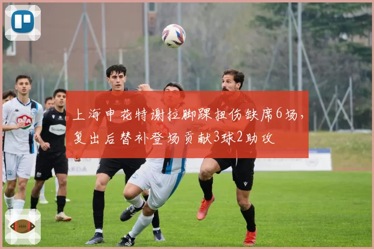 上海申花特谢拉脚踝扭伤缺席6场，复出后替补登场贡献3球2助攻